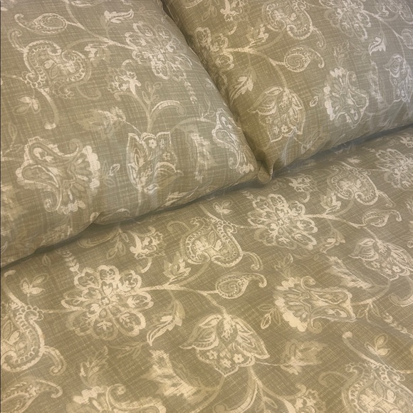 IKEA Olive Green Floral Duvet Cover Set - Picture 5 of 5